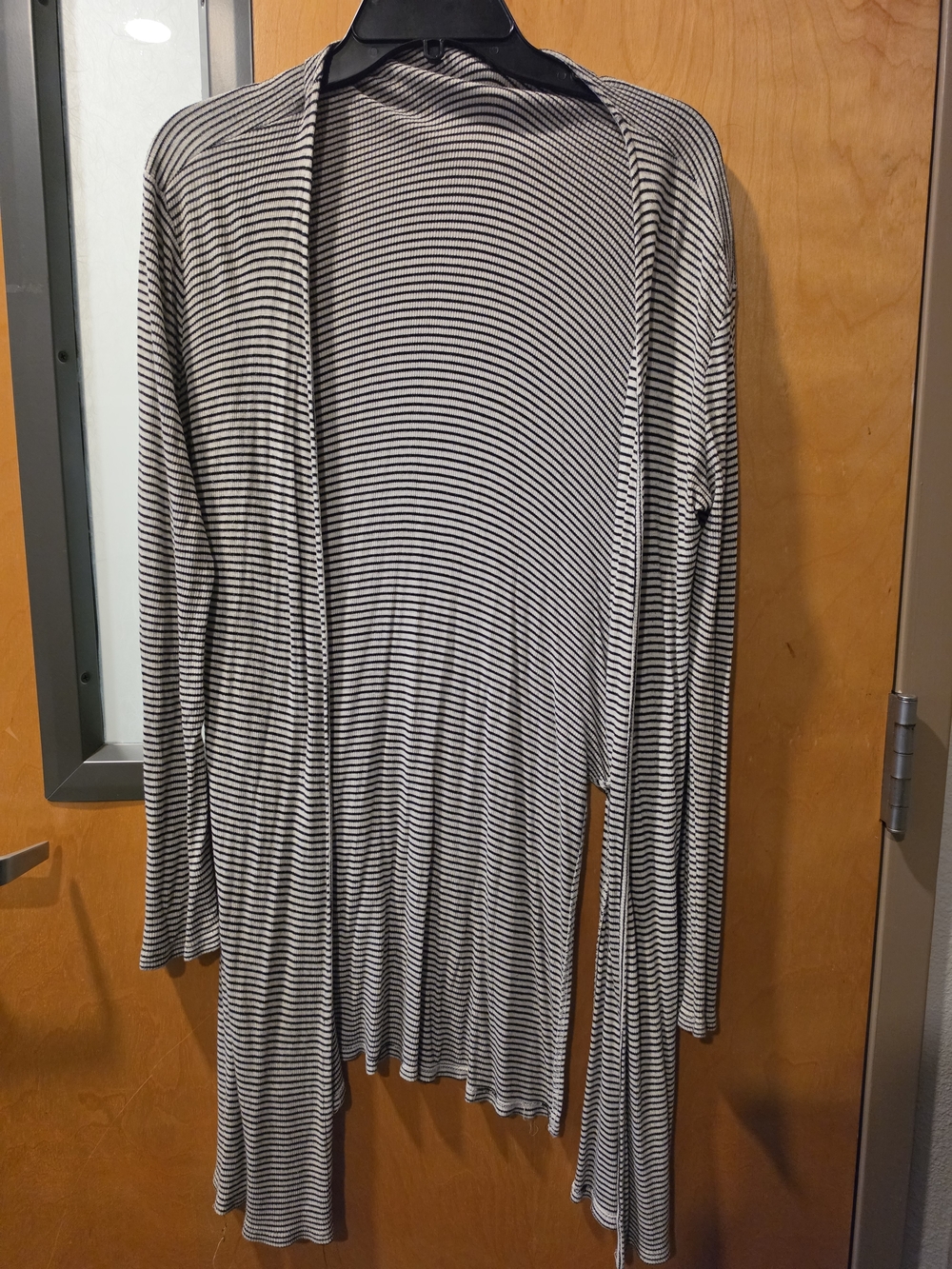 Active USA Black & White Striped Open Cardigan